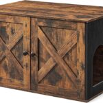 FEANDREA Cat Litter Box with Removable Divider Table Vintage Brown
