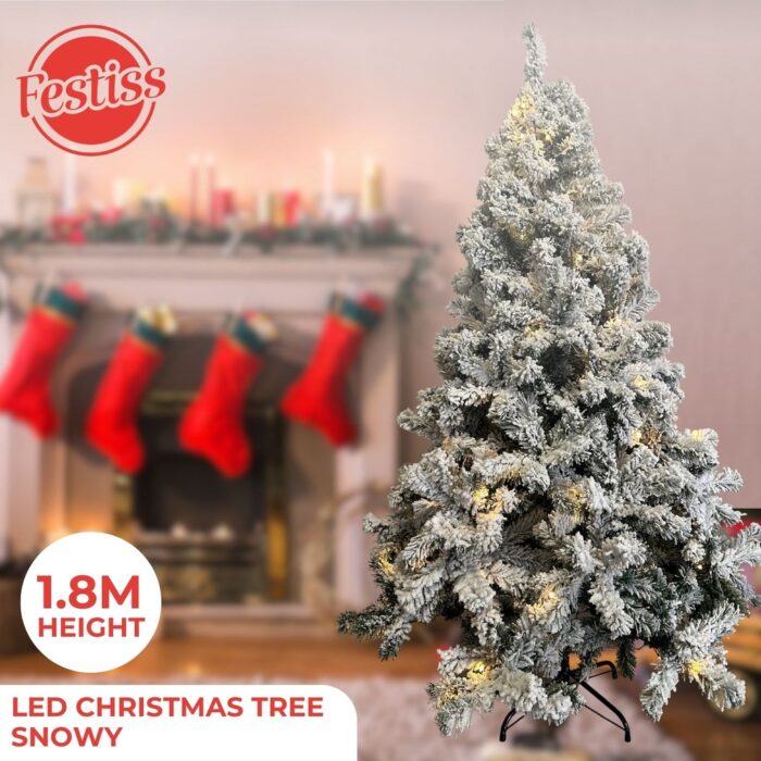 FESTISS 1.8m Christmas Tree with 250 LED Lights Warm White (Snowy) FS-TREE-09 - Image 2