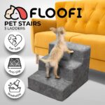 FLOOFI 3-Step Detachable Memory Foam Pet Stairs with Removable Washable Cover (Grey) - Image 2