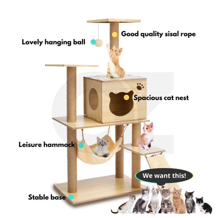 Floofi Cat Tree (120cm Wood) - Image 3