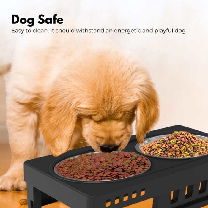 FLOOFI Elevated Pet Feeder Food Water Double Bowl Adjustable Height Raised Stand - Image 3