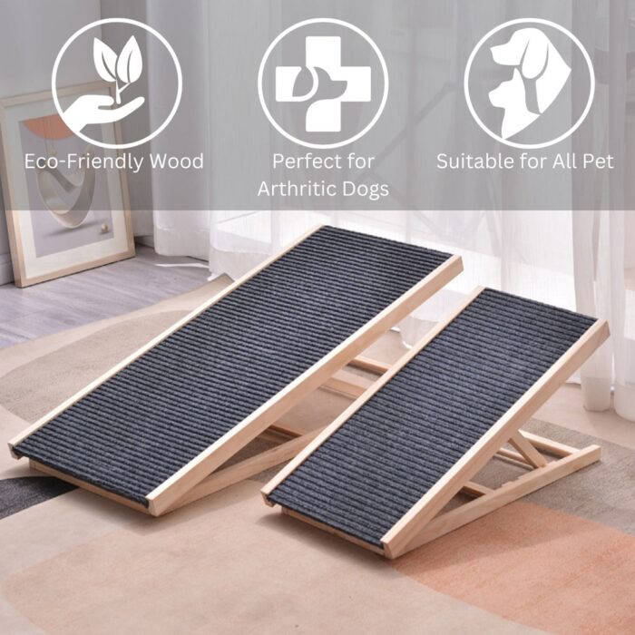 FLOOFI Wooden Adjustable Pet Ramp 70 x 35 cm - Image 3