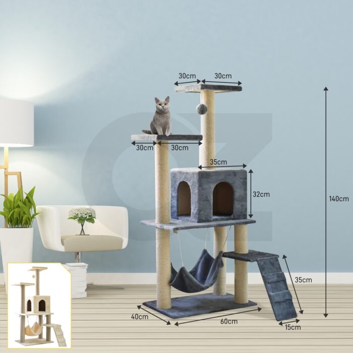 Floofi Cat Tree (138cm Dark Grey) - Image 3