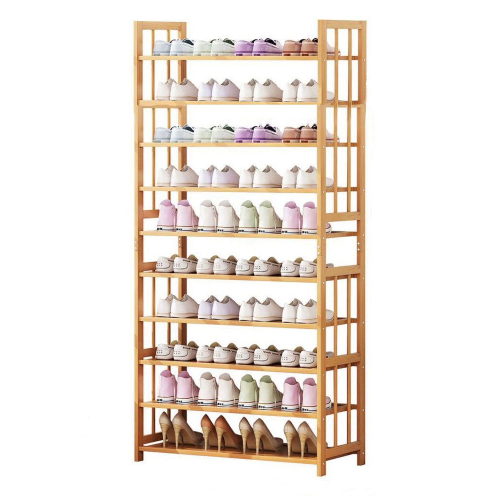 image_1024 EKKIO 10-Tiers Bamboo Shoe Rack - Image 1