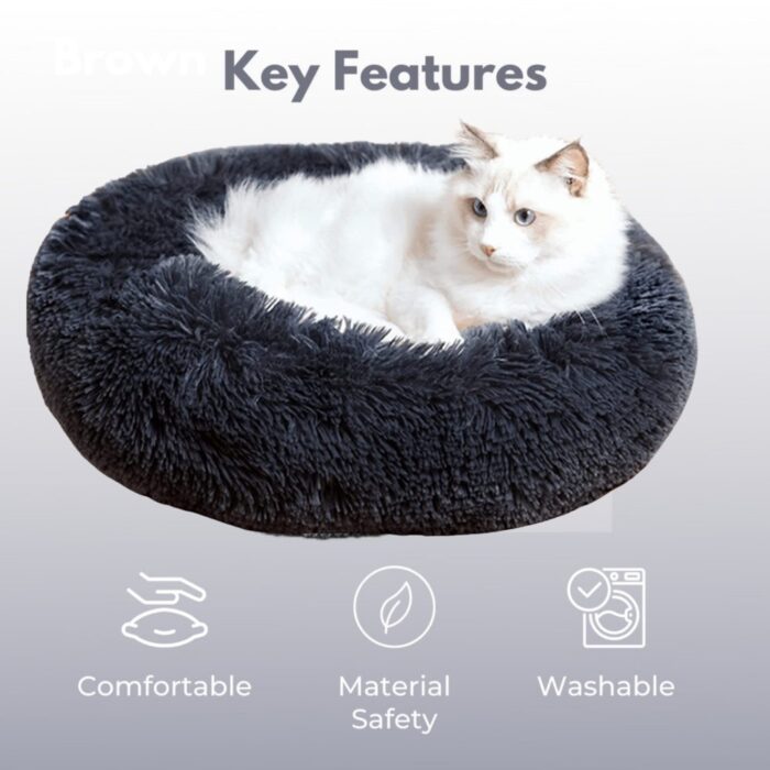 FLOOFI XL 100CM Round Pet Bed (Light Grey) - Image 3