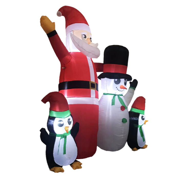 Festiss 1.8m Santa Snowman and Penguin Greeting Christmas Inflatable with LED - Image 2