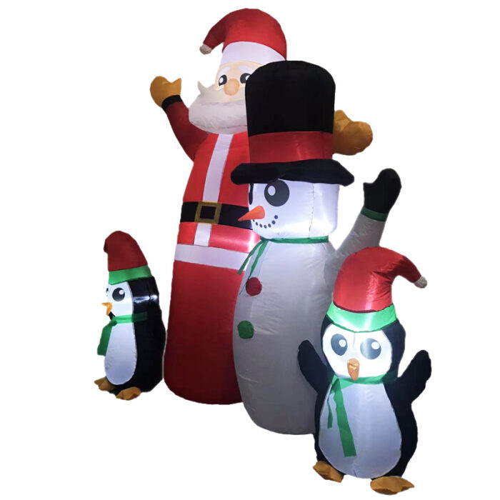 Festiss 1.8m Santa Snowman and Penguin Greeting Christmas Inflatable with LED - Image 3
