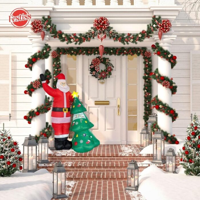 Festiss 2.5m Santa and Christmas Tree Christmas Inflatable with LED - Image 3