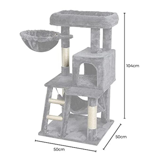 Floofi 104cm Plush Cat Condo Cat Tree Light Grey - Image 2