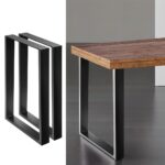 EKKIO 2x Rectangle Iron Table Legs 71cm(H) x 65cm(L) - (Black) - Image 3
