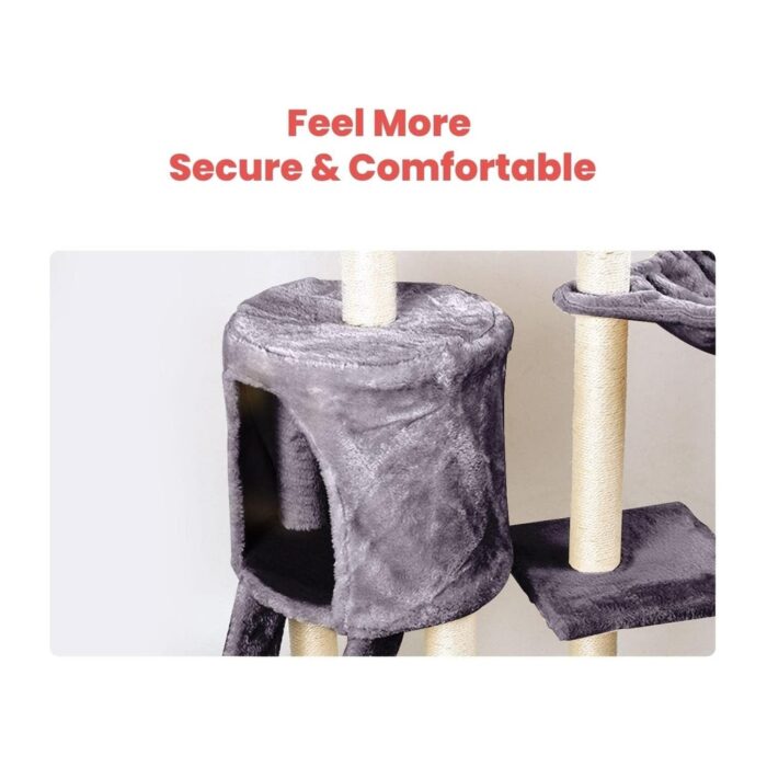 Floofi 138cm 5 Layer Plush Cat Condo Cat Tree Dark Grey - Image 2