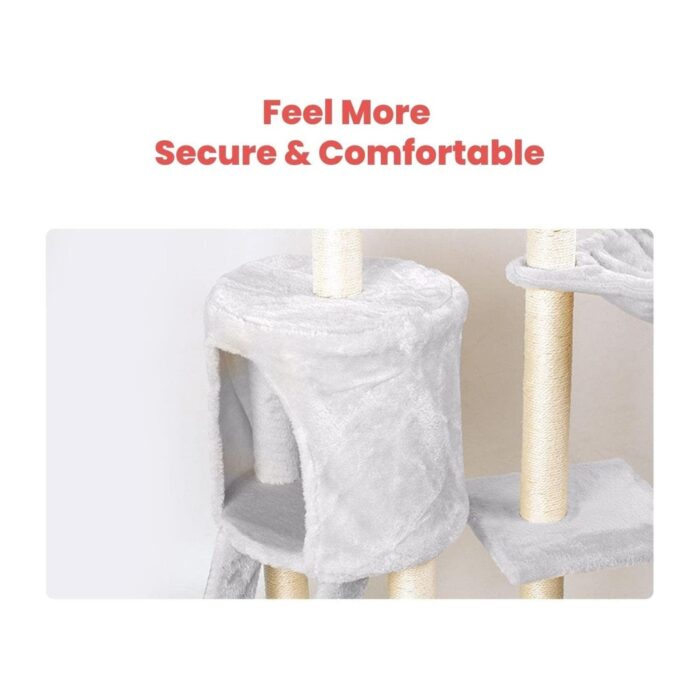 Floofi 138cm 5 Layer Plush Cat Condo Cat Tree Light Grey - Image 2