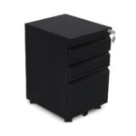 EKKIO 3 Drawer Mobile File Cabinet with Lock (Black)