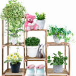 NOVEDEN Wood Plant Stand Indoor Outdoor (3 Tiers 7 Potted Ladder)