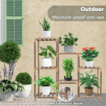 NOVEDEN Wood Plant Stand Indoor Outdoor (3 Tiers 7 Potted Ladder) - Image 3