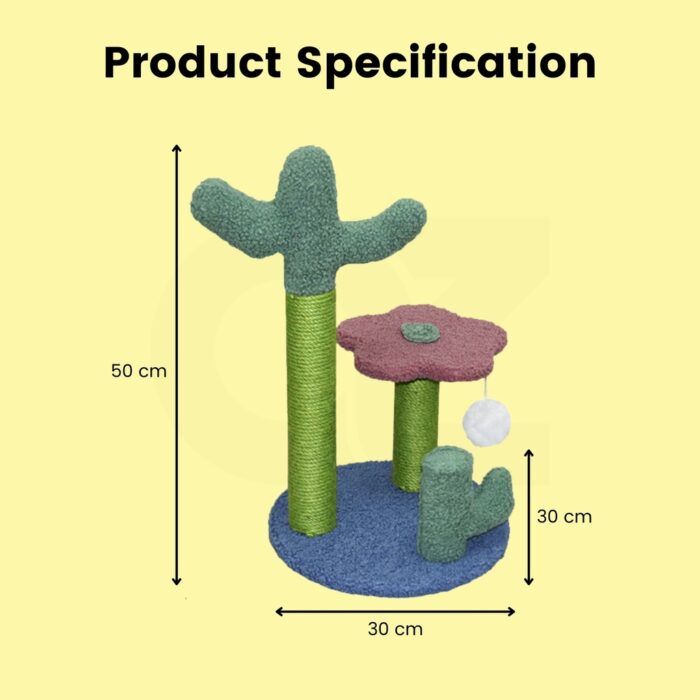 Floofi Flower Cat Tree with 2 Cactus 50cm - Image 3