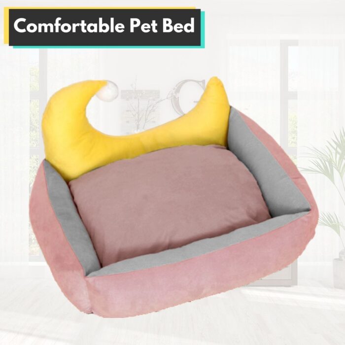 Floofi Pet Bed Moon Design (M Pink) - Image 3