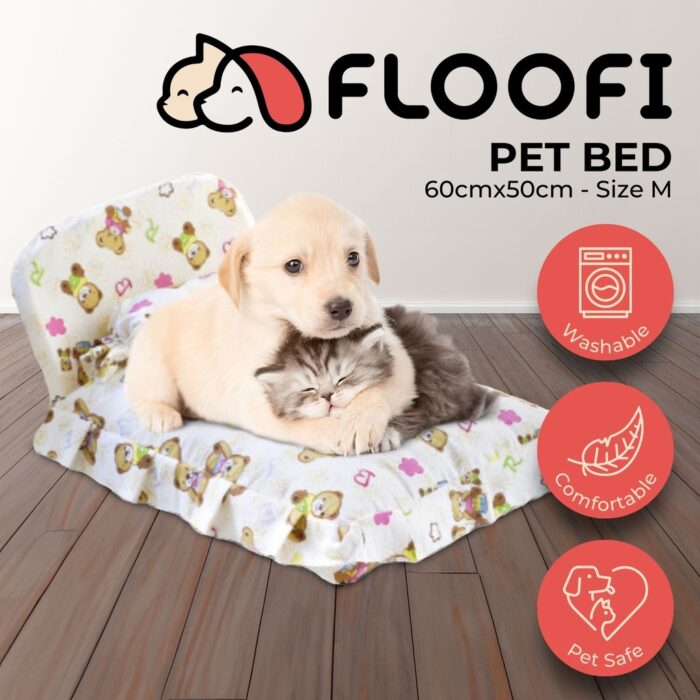 Floofi Pet Bed With Pillow and Quilt Bear (M) - Image 2