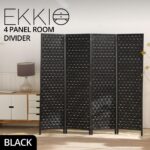 EKKIO 4-Panel Pine Wood Room Divider, Lightweight and Portable, Black - Image 2