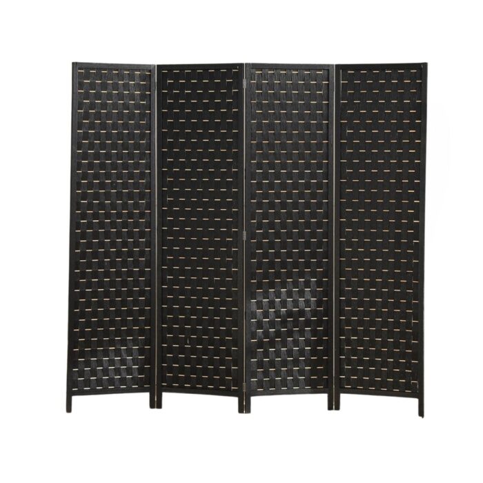 EKKIO 4-Panel Pine Wood Room Divider, Lightweight and Portable, Black - Image 3