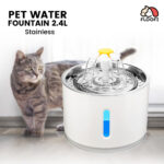 Floofi 2.4L Automatic Stainless Steel Top Water Fountain Drinking Dispenser And Filter Grey - Image 2