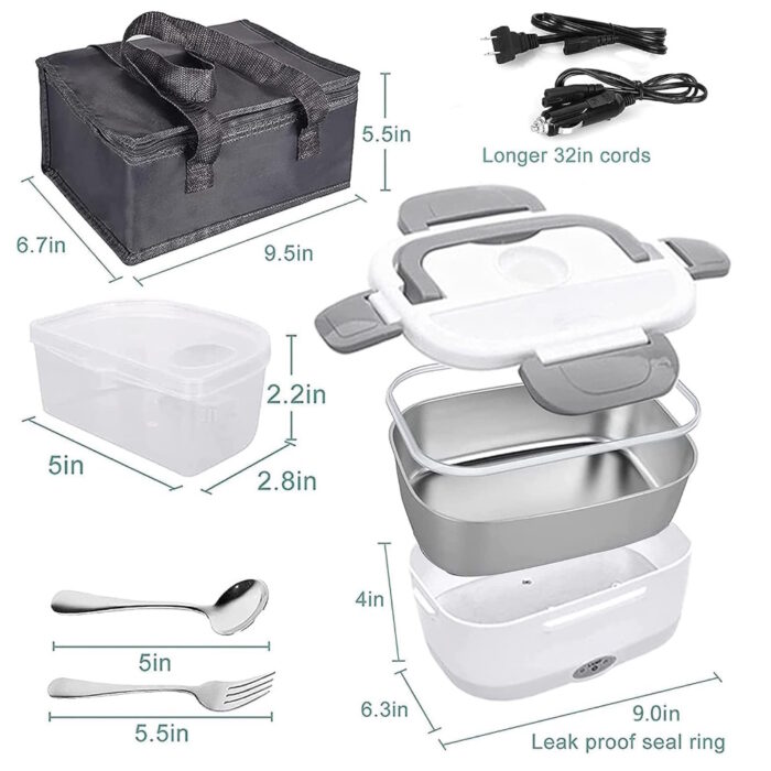 GOMINIMO 1.8L Electric Food Warmer Lunch Box with Insulated Carrying Bag GO-HLB-102-HP - Image 2