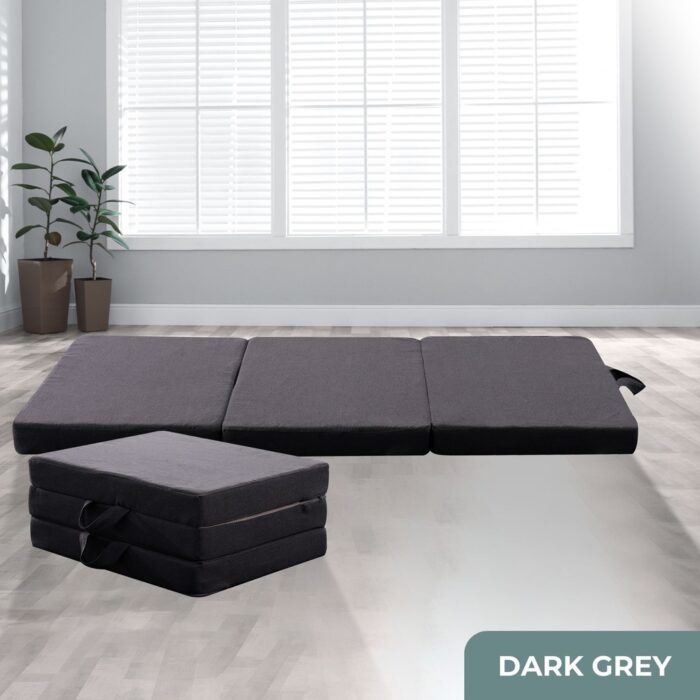 GOMINIMO 3 Fold Folding Mattress Single Dark Grey - Image 3