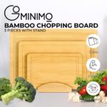 GOMINIMO 3 Pieces Bamboo Chopping Board with Stand Set Kitchen Cutting Wooden - Image 2
