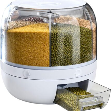 GOMINIMO 6 in 1 Rotating 360° Grain Dispenser with Lid White