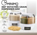 GOMINIMO 6 in 1 Rotating 360° Grain Dispenser with Lid White - Image 2