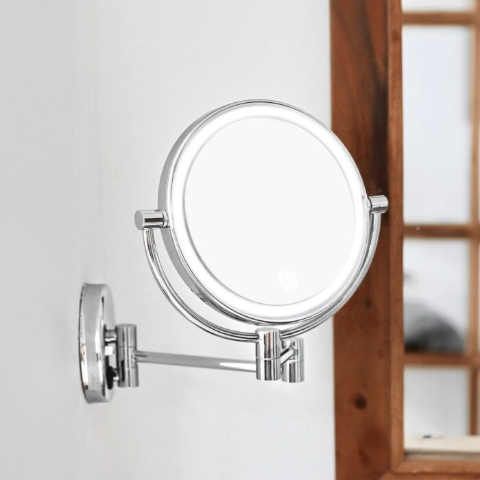 GOMINIMO 7 Inch Double-Sided LED Makeup Mirror with 10x Magnifying (Silver) - Image 3