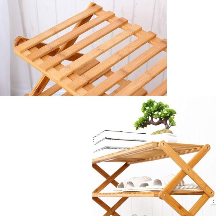 EKKIO 6 Tier Foldable Bamboo Shoe Rack - Image 2