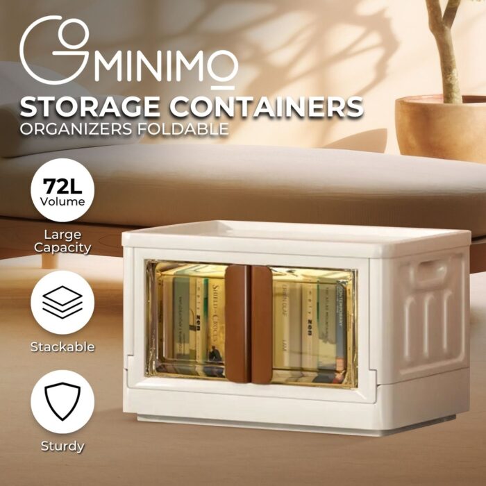 GOMINIMO 72L Foldable Storage Organizers (lvory+Brown) - Image 2
