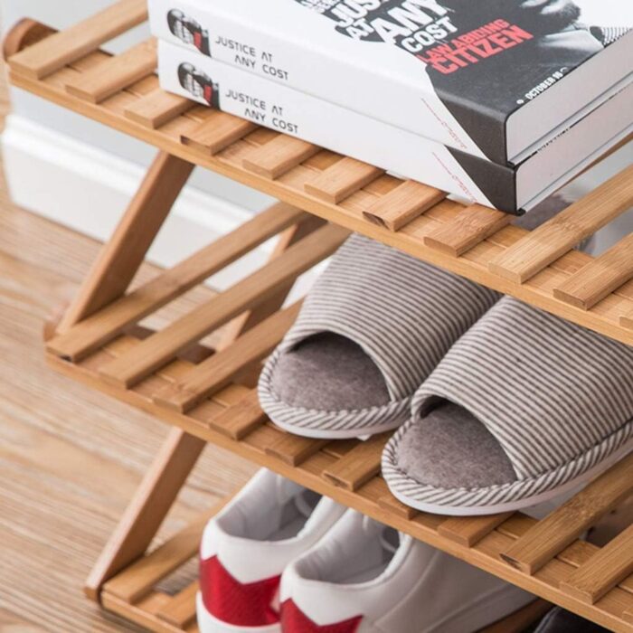 EKKIO 6 Tier Foldable Bamboo Shoe Rack - Image 3