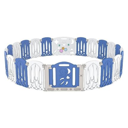 GOMINIMO Foldable Baby Playpen with 22 Panels (White Blue)