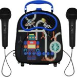 GOMINIMO Kids Portable Karaoke with Two Microphones (Rectangle, Black Robot)