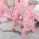 GOMINIMO Kids Slide and Swing Set with Basketball Hoop (Pink Dinosaur) - Image 3