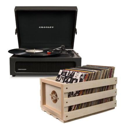 Crosley Voyager Bluetooth Portable Turntable with Record Crate (Black)