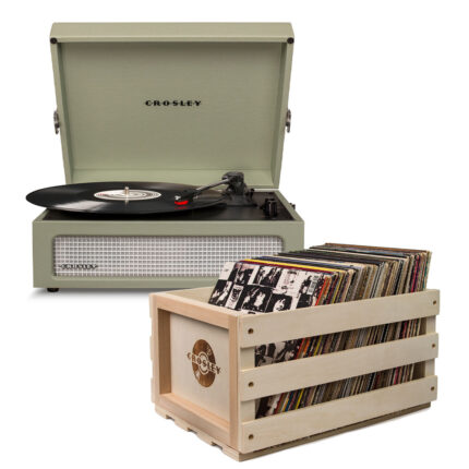 Crosley Voyager Portable Bluetooth Turntable with Record Crate (Sage)