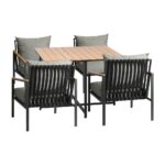 Livsip Outdoor Dining Set 5 Piece Patio Set for Stylish Gatherings (Natural Wood Grain)