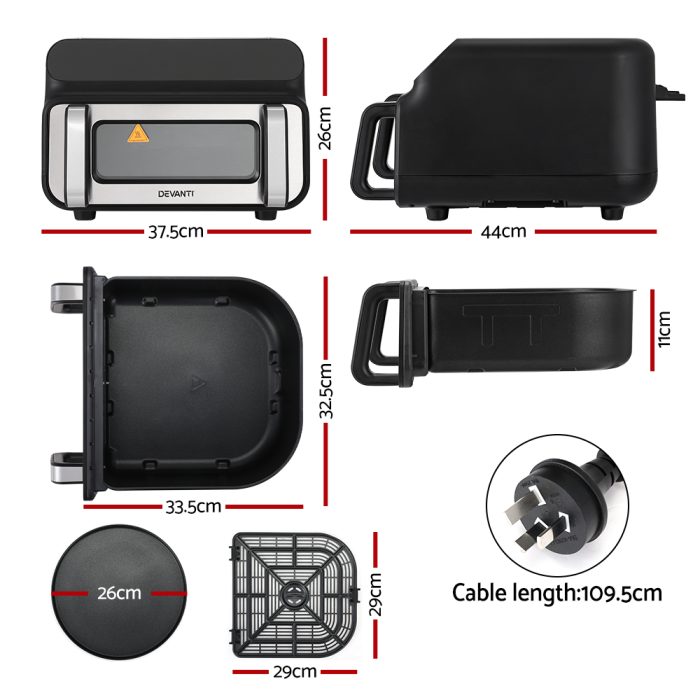 Devanti Air Fryer 10L LCD Kitchen Oven - Image 2