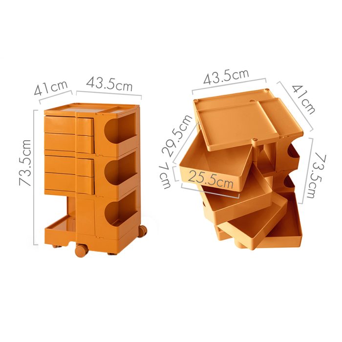 ArtissIn Storage Trolley Bedside Table 5 Tier Cart Boby Replica Orange - Image 2