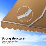 Instahut Retractable Folding Arm Awning Manual Sunshade 2.5Mx2M Beige - Image 4