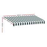 Instahut Retractable Folding Arm Awning Manual Sunshade 3Mx2.5M Green White - Image 2