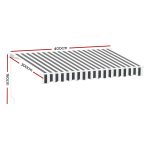 Instahut Retractable Folding Arm Awning Manual Sunshade 4Mx3M Grey White - Image 2