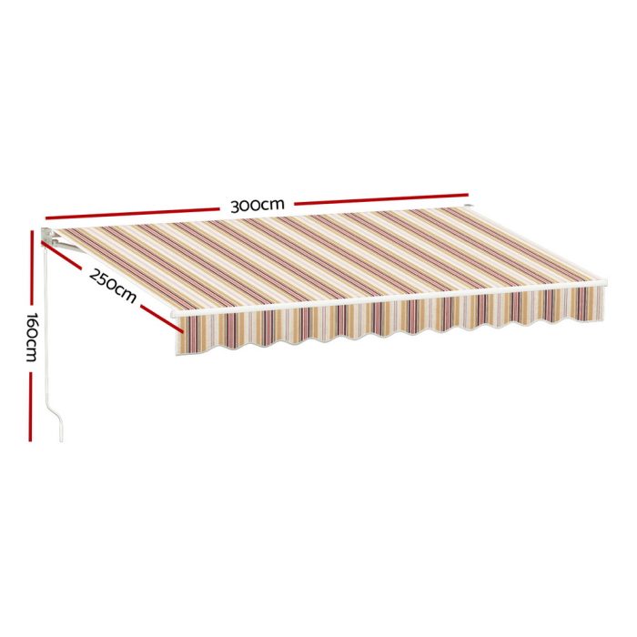 Instahut Retractable Folding Arm Awning Motorised Sunshade 3Mx2.5M Beige Brown - Image 2