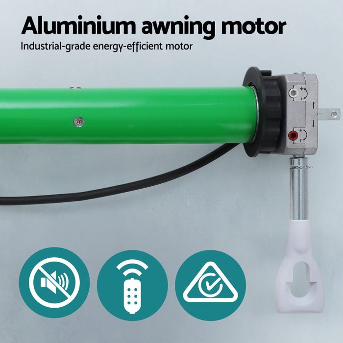 Instahut Retractable Folding Arm Awning Motorised Sunshade 3Mx2.5M Green White - Image 3