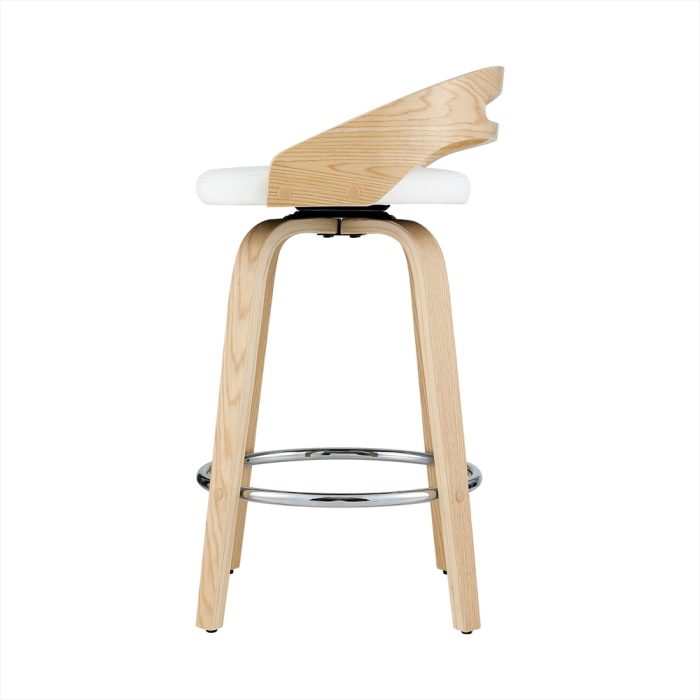 Artiss 2x Bar Stools Swivel Dining Chairs Low Back Counter Seat PU Cushion - Image 3