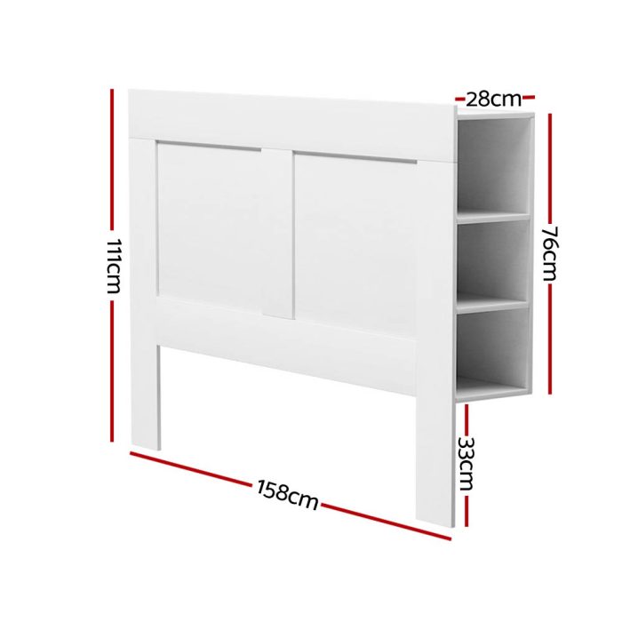 Artiss Bed Head Headboard Queen with Shelves - CABI White - Image 2