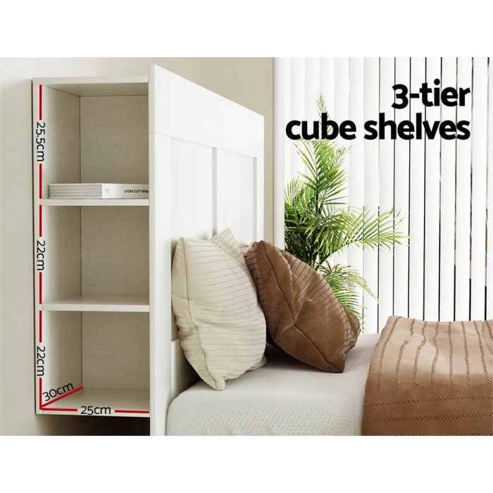 Artiss Bed Head Headboard Queen with Shelves - CABI White - Image 4